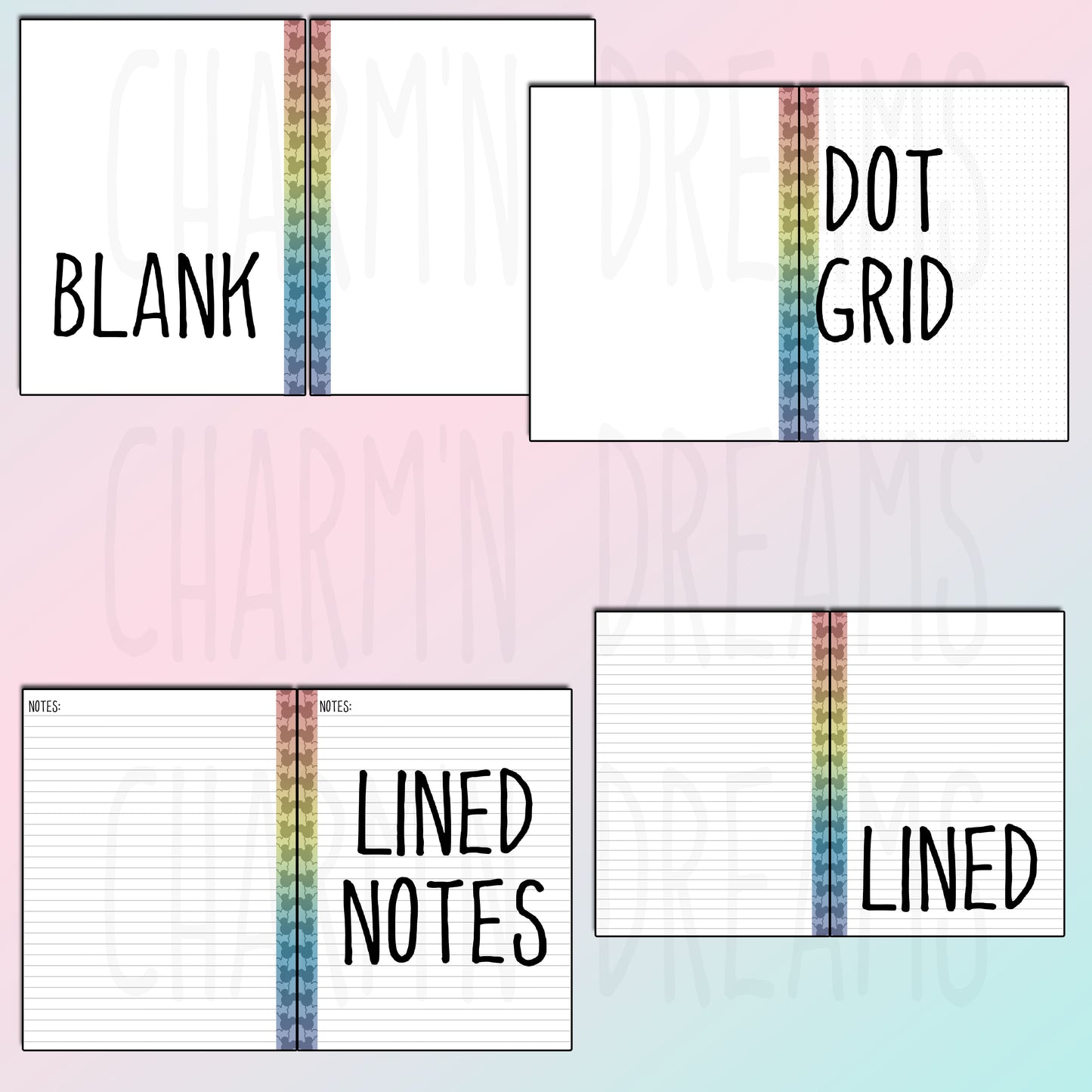 Mouse Soift Rainbow Printable Planner Pages- 7.25 x 9" - Digital Download