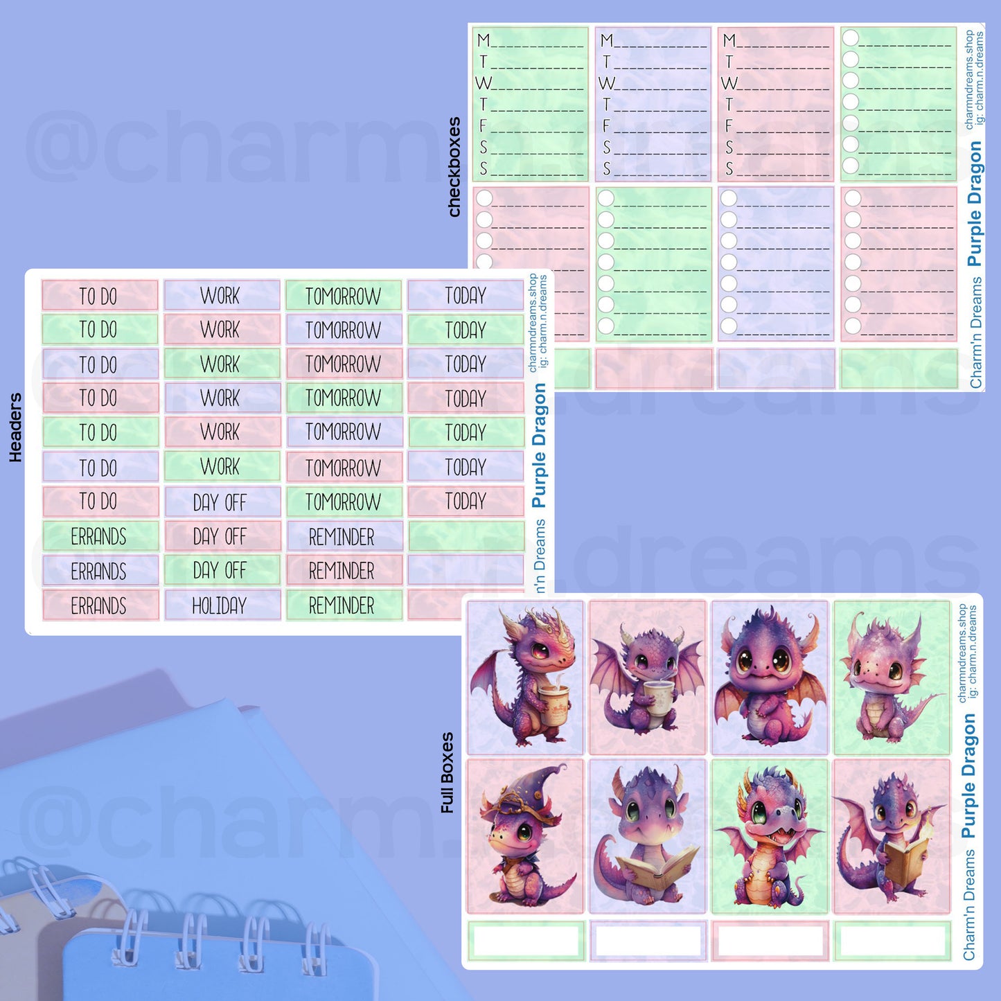Purple Dragons Premium Planner Sticker Kit