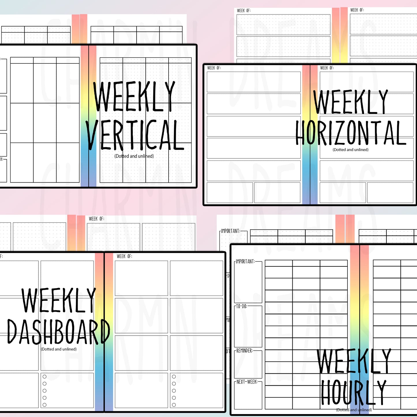 Rainbow Printable Planner Pages- 7.25 x 9" - Digital Download
