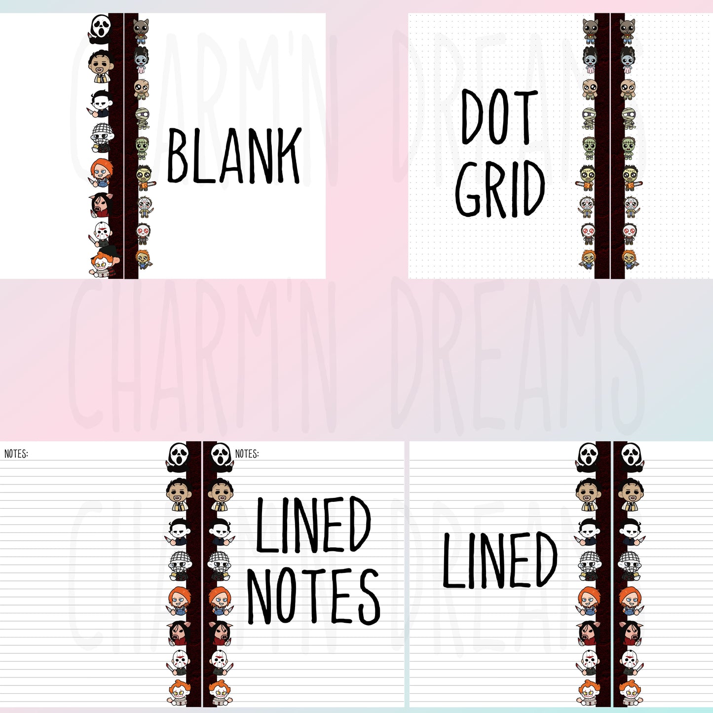 Spooky Chibi Printable Planner Pages- 7.25 x 9" - Digital Download
