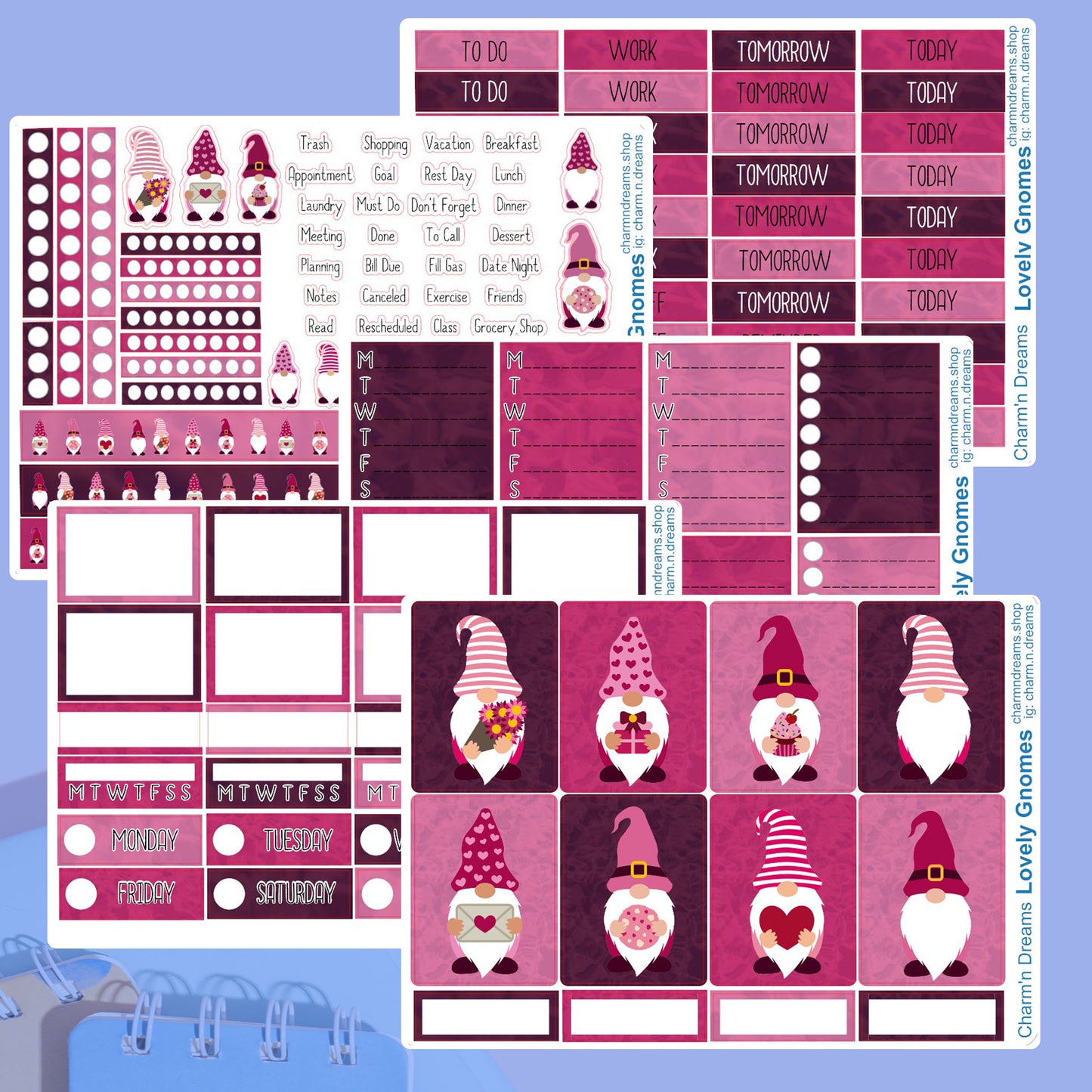 Lovely Gnomes Notes Premium Planner Sticker Kit