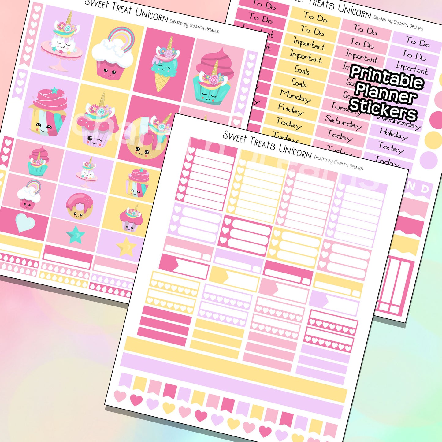 Sweet Treat Unicorn Planner Sticker Kit - Digital Download
