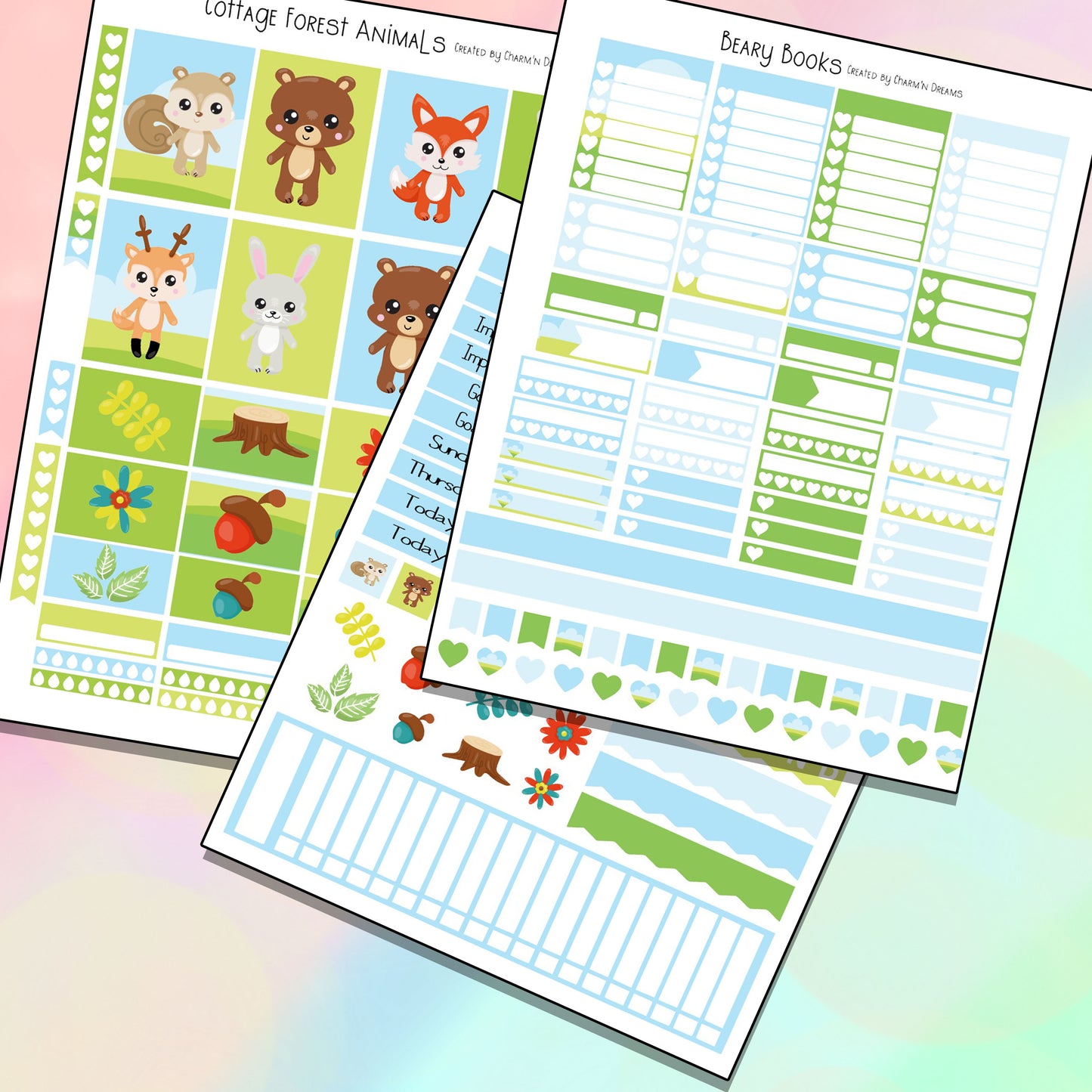 Cottage Forest Animals Planner Sticker Kit - Digital Download