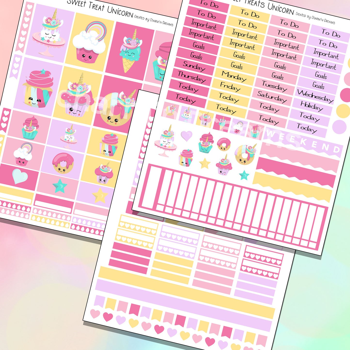 Sweet Treat Unicorn Planner Sticker Kit - Digital Download