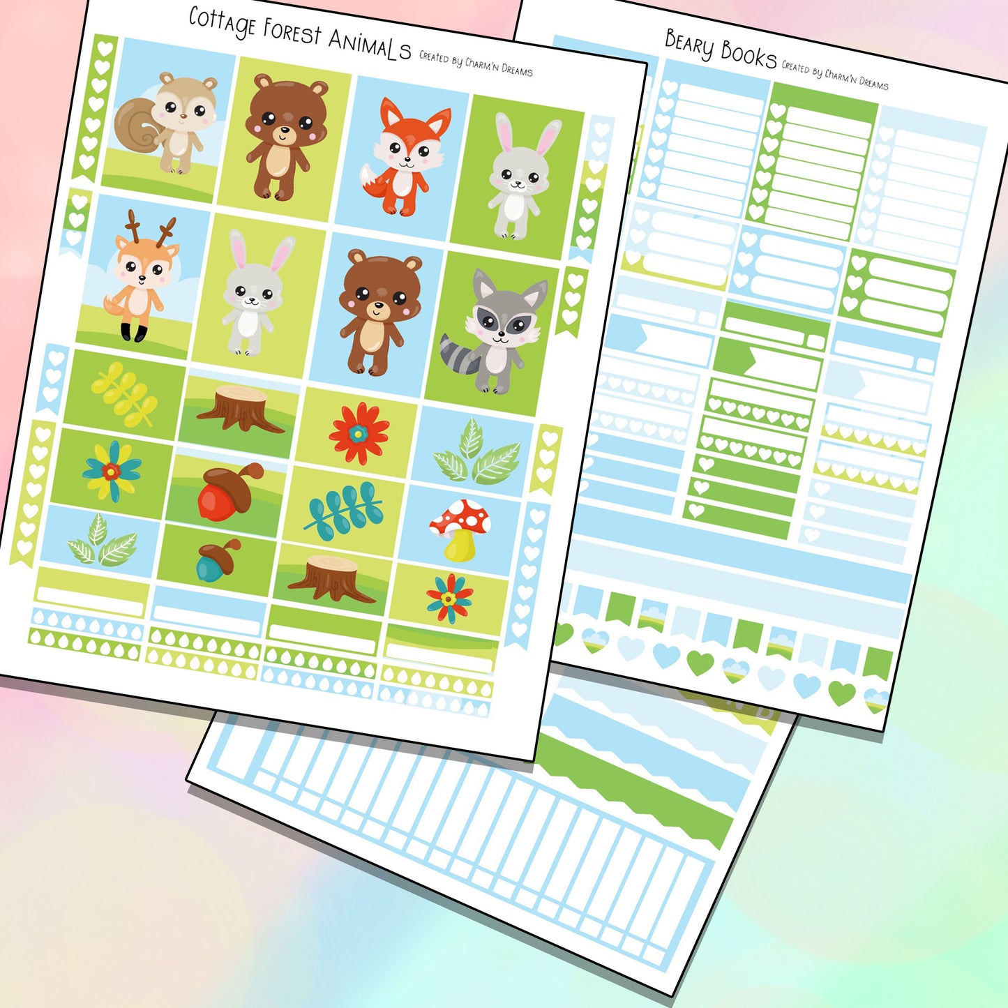 Cottage Forest Animals Planner Sticker Kit - Digital Download