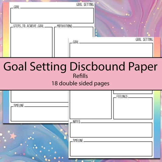 Rainbow Goal Setting Weekly Discbound Refill Sheets - Multiple Sizes