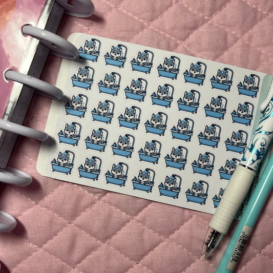 Wolf Bath Time Icon Planner Stickers