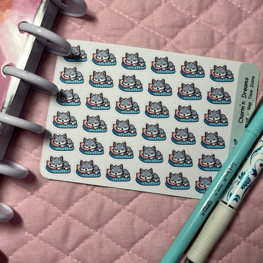 Wolf Nap Time Icon Planner Stickers