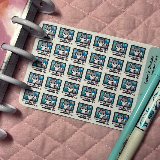 Wolf Computer Icon Planner Stickers
