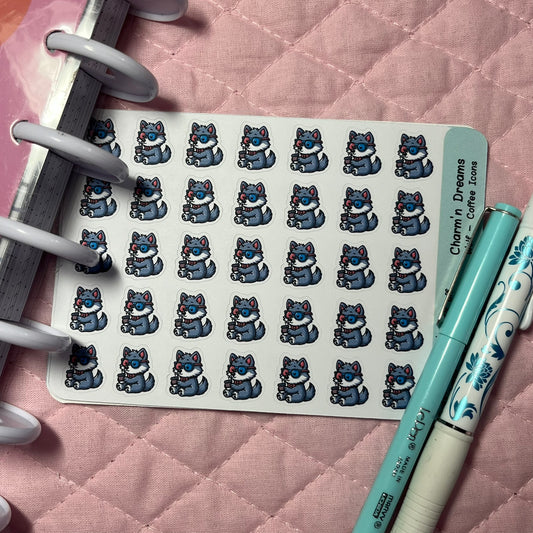 Wolf Coffee Icon Planner Stickers