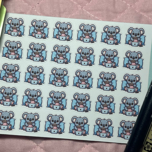 Koala Binge Watch Icon Planner Stickers