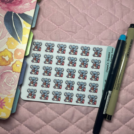 Koala Pizza/ Snacking Icon Planner Stickers