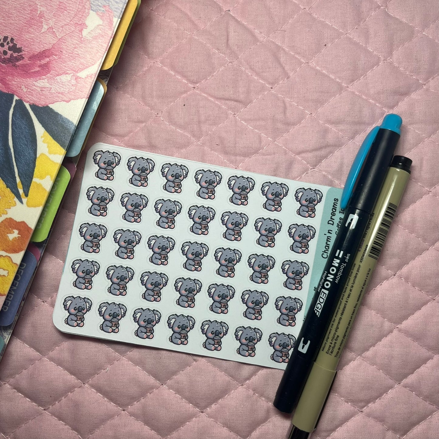 Koala Coffee Icon Planner Stickers