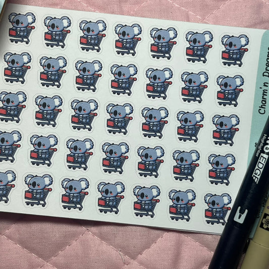 Koala Shopping Cart Icon Planner Stickers
