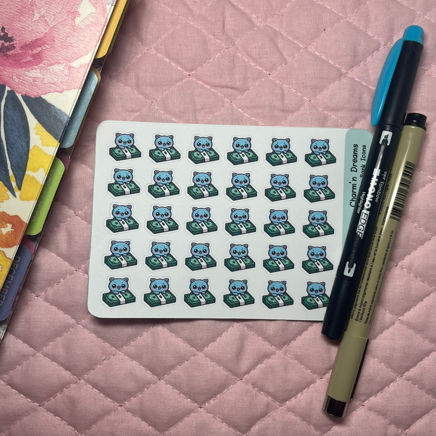 Money- Cash Cat Icon Planner Stickers