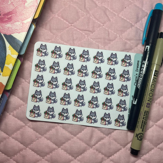 Wolf Grocery Shopping Icon Planner Stickers