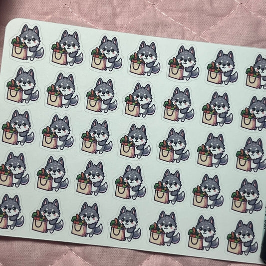 Wolf Grocery Shopping Icon Planner Stickers