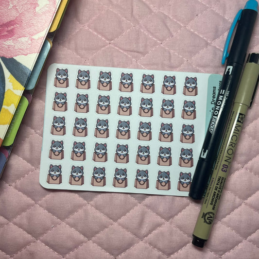Wolf Shopping Bag Icon Planner Stickers