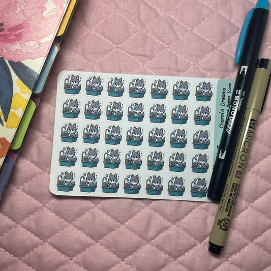 Wolf Wash Dishes Icon Planner Stickers