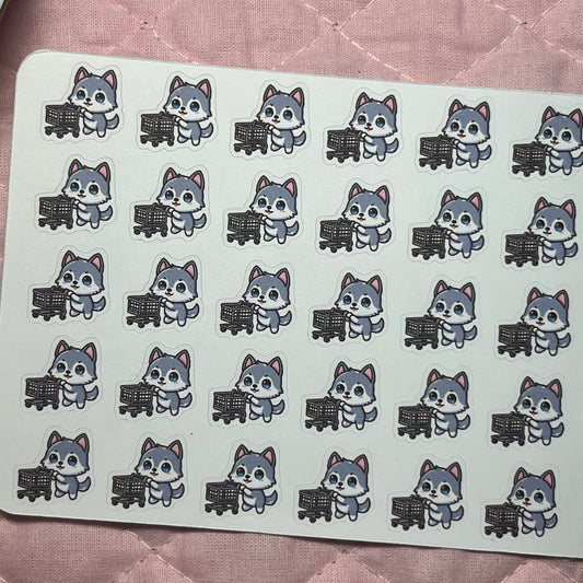 Wolf Shopping Cart Icon Planner Stickers