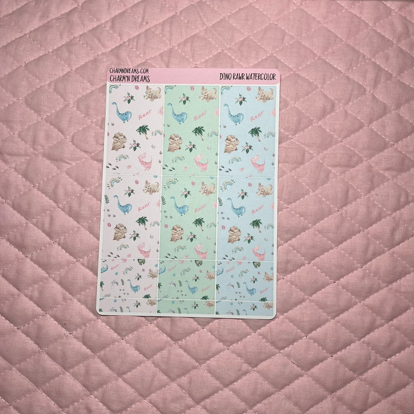 Dino Rawr Watercolor Planner Sticker Kit