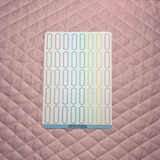 Light Pastel Mini Scalloped Boxes Planner Stickers