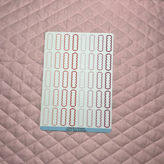 Pinks and Reds Mini Scalloped Boxes Planner Stickers