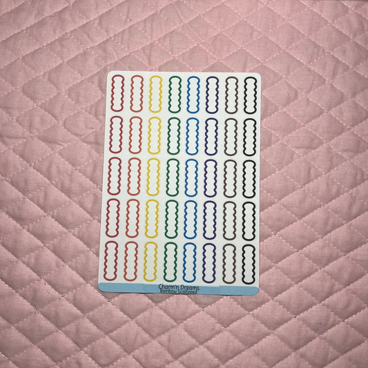 Rainbow Mini Scalloped Boxes Planner Stickers