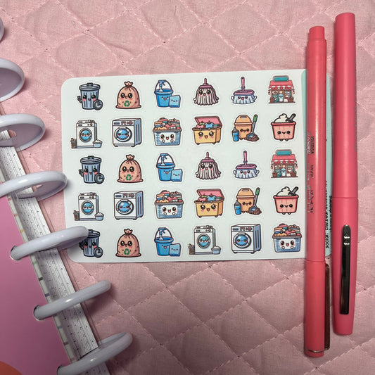 Cleaning Sampler Icon Planner Stickers