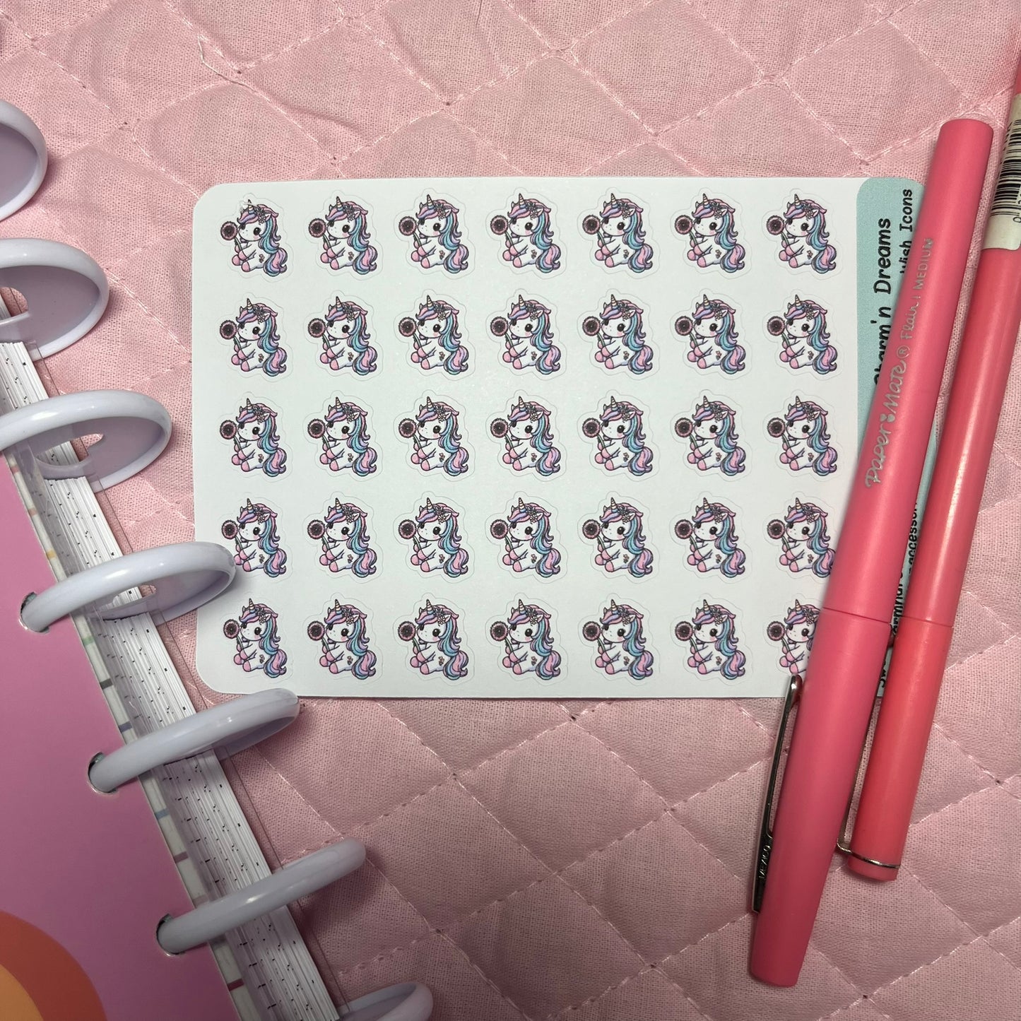 Pastel Unicorn Wish Icon Planner Stickers