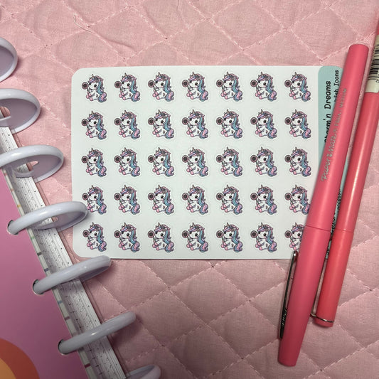 Pastel Unicorn Wish Icon Planner Stickers