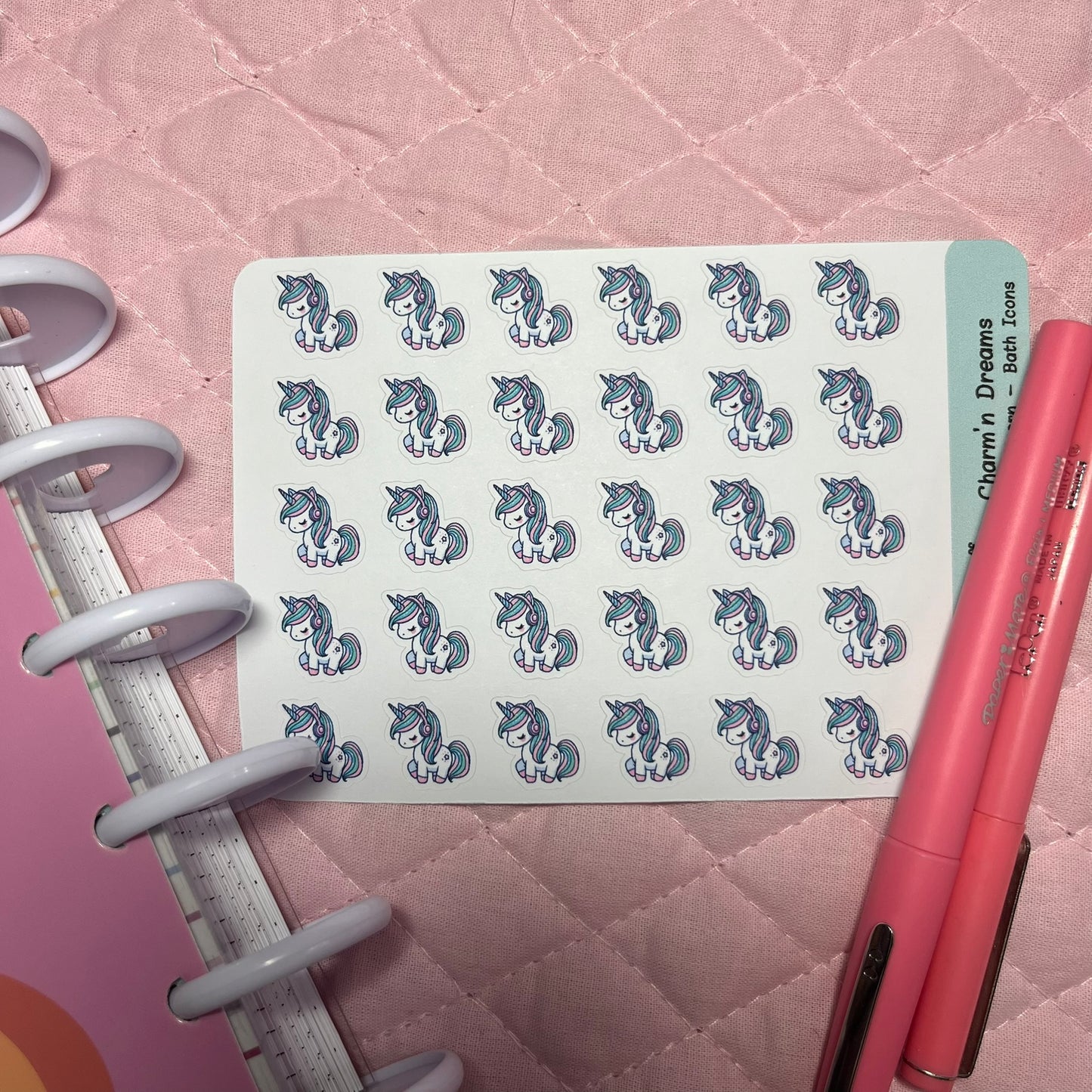 Pastel  Unicorn Music Icon Planner Stickers