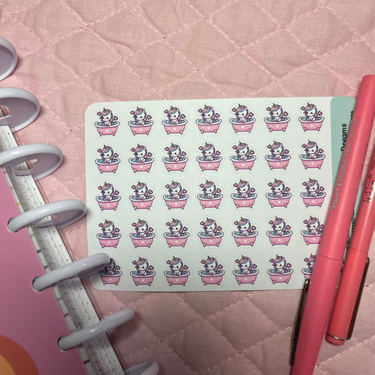 Pastel Unicorn Bath Time Icon Planner Stickers