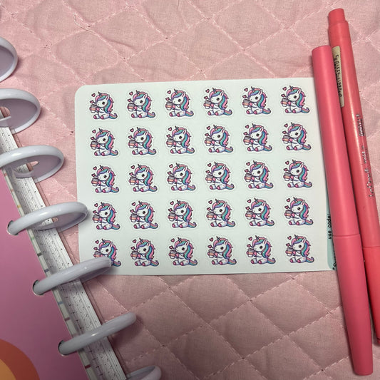 Pastel Unicorn Coffee Icon Planner Stickers