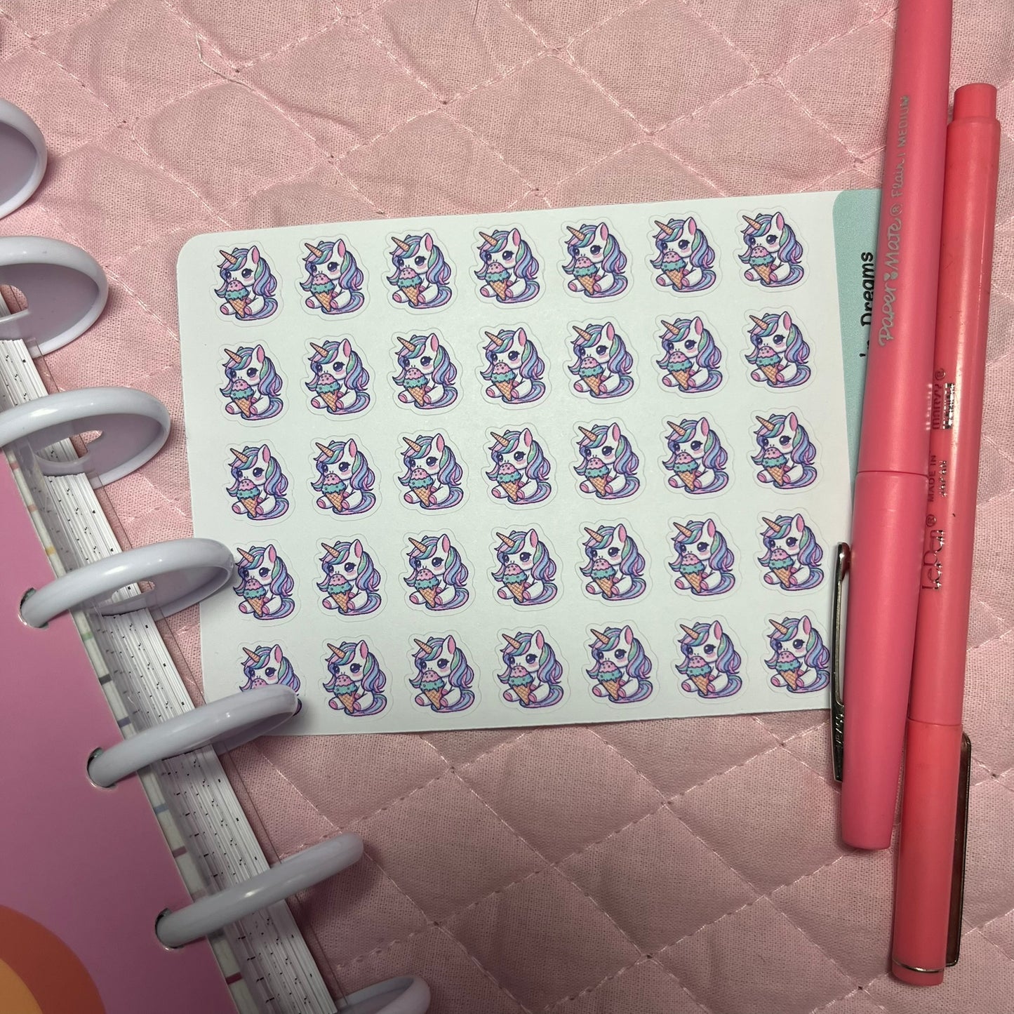 Pastel Unicorn Ice Cream Icon Planner Stickers