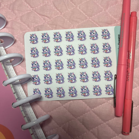 Pastel Unicorn Ice Cream Icon Planner Stickers