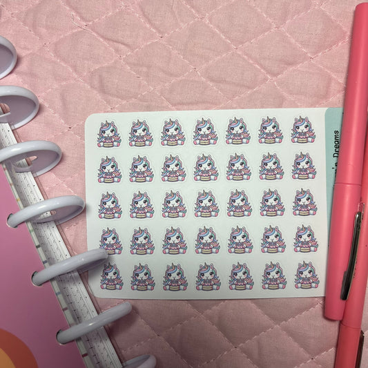 Pastel Unicorn Celebrate Icon Planner Stickers