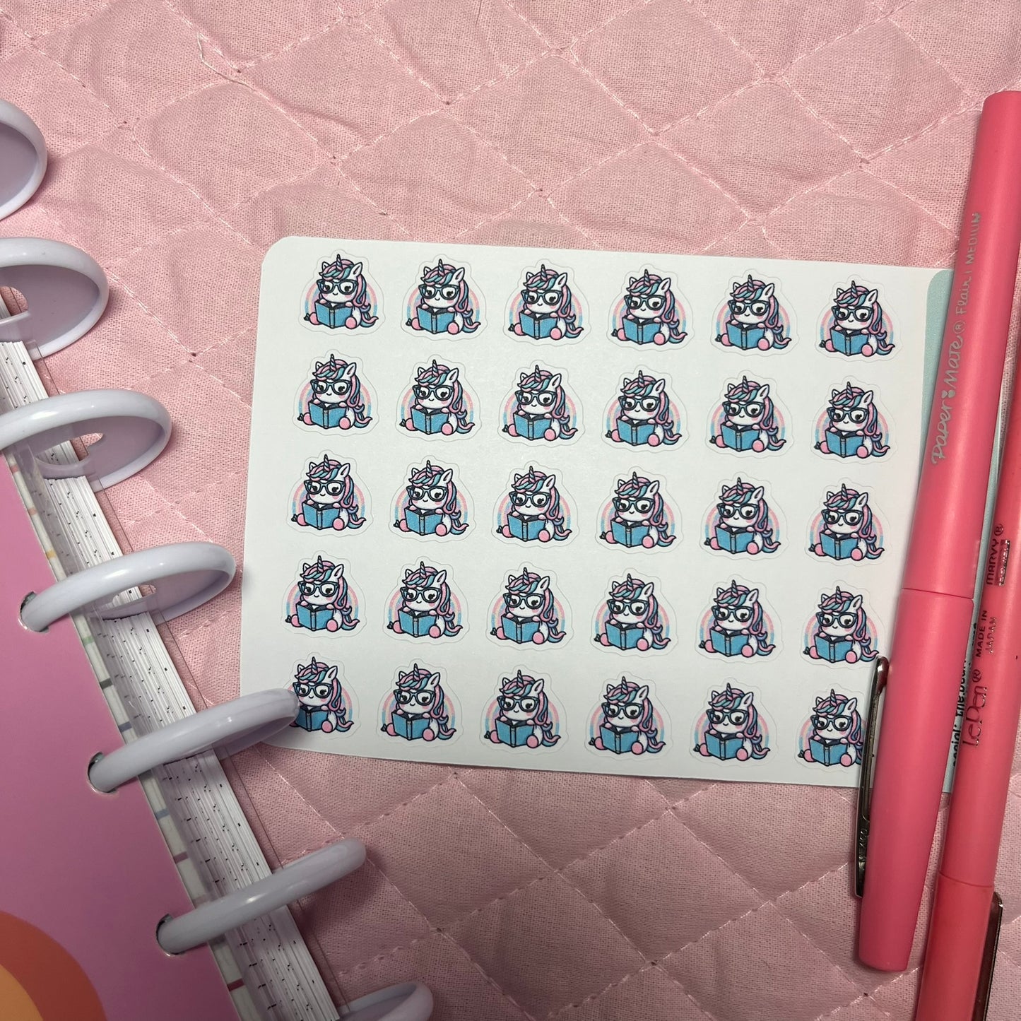 Pastel Unicorn Read Icon Planner Stickers
