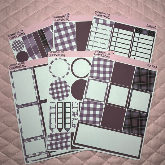 Plum Plaid Planner Sticker Kit