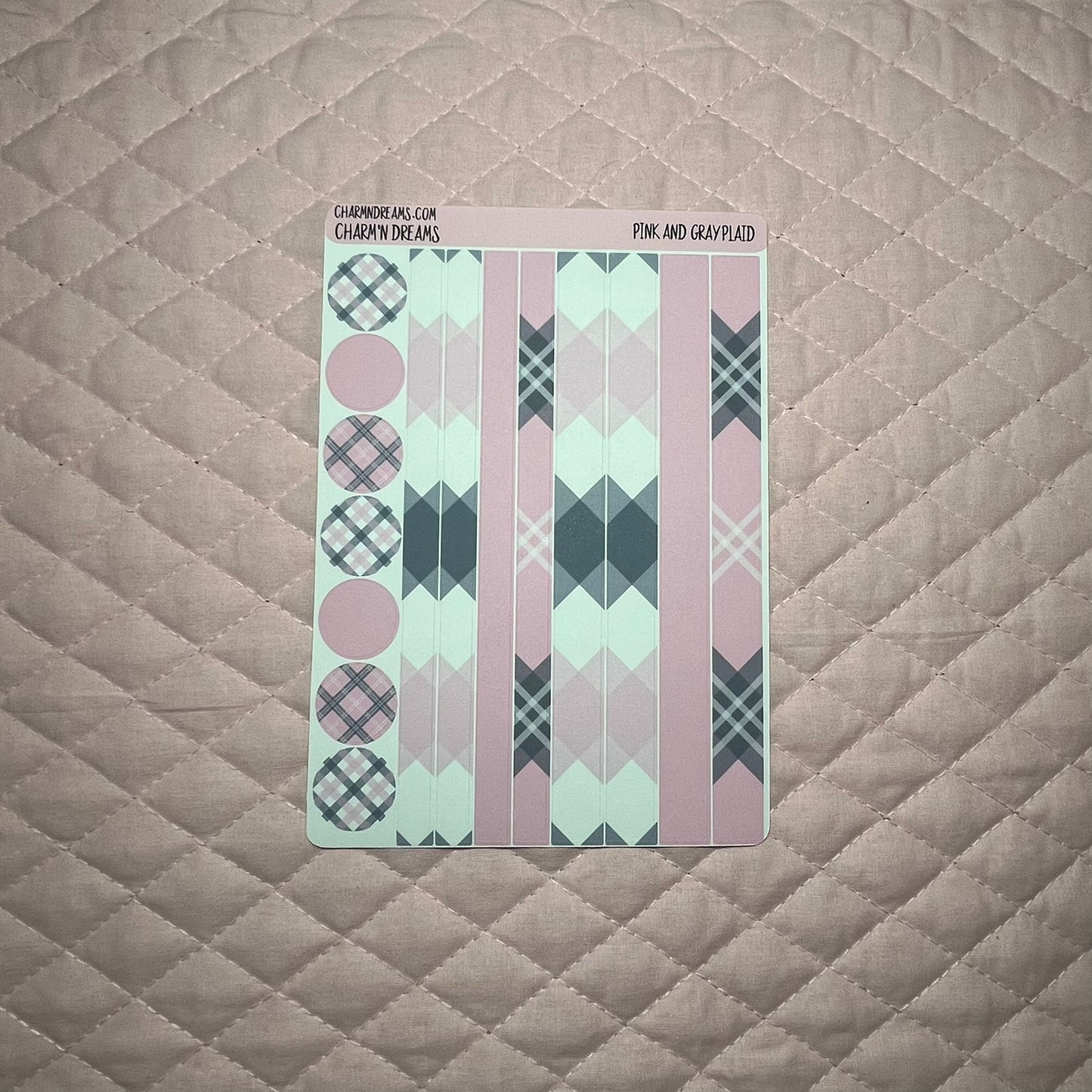 Pink and Gray Plaid Planner Sticker Kit