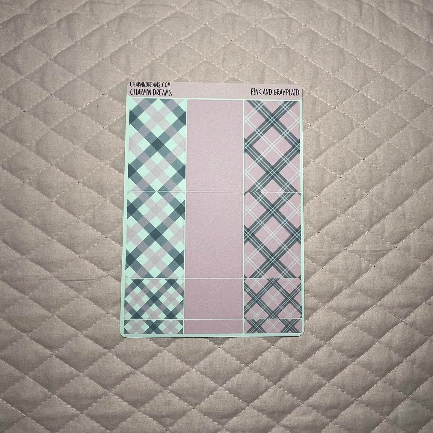 Pink and Gray Plaid Planner Sticker Kit