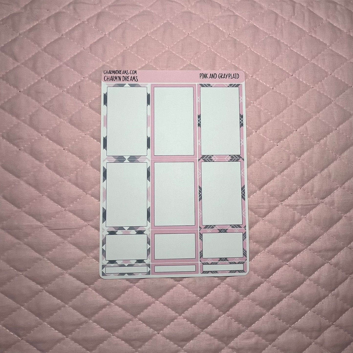 Pink and Gray Plaid Planner Sticker Kit