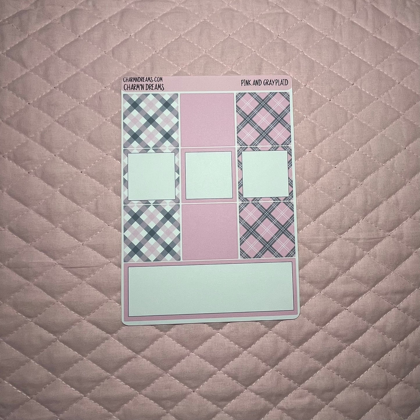 Pink and Gray Plaid Planner Sticker Kit