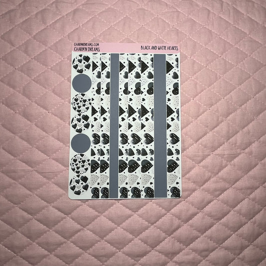 Black and White Hearts Planner Sticker Kit