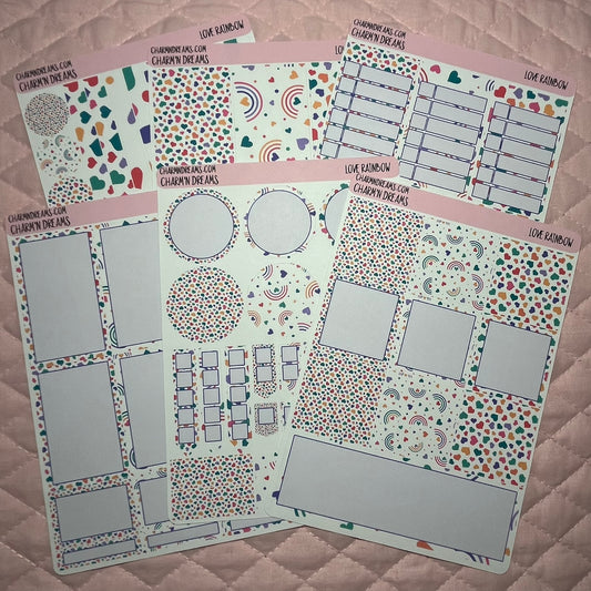 Rainbow Hearts Planner Sticker Kit