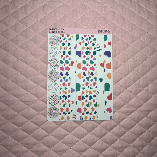 Rainbow Hearts Planner Sticker Kit