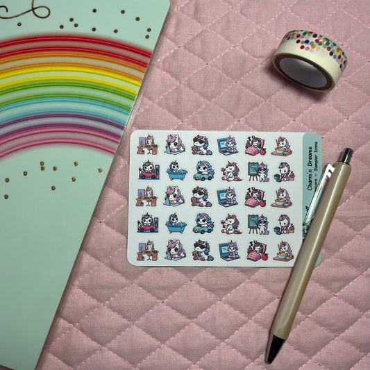 Rainbow Unicorn Sampler Planner Stickers