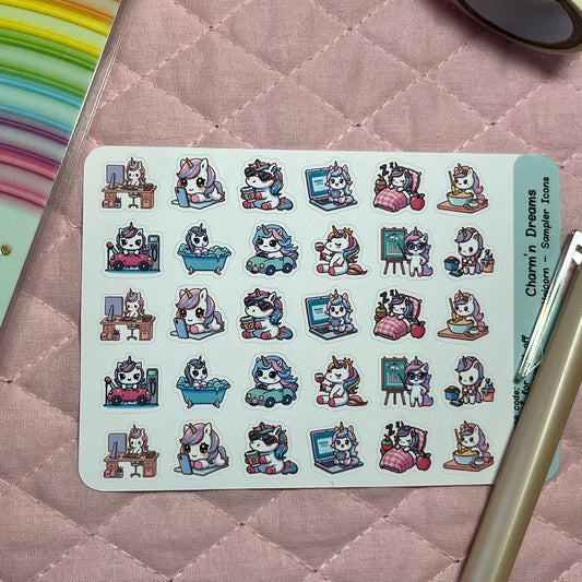 Rainbow Unicorn Sampler Planner Stickers