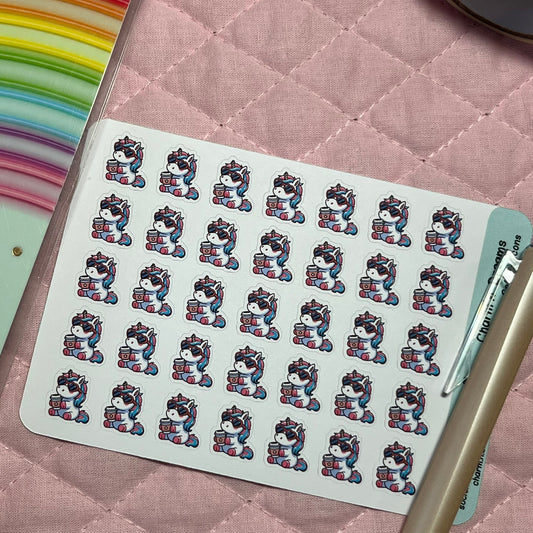 Rainbow Unicorn Coffee Planner Stickers