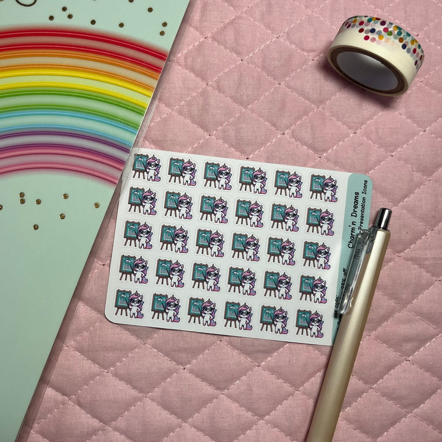Rainbow Unicorn Presentation Planner Stickers